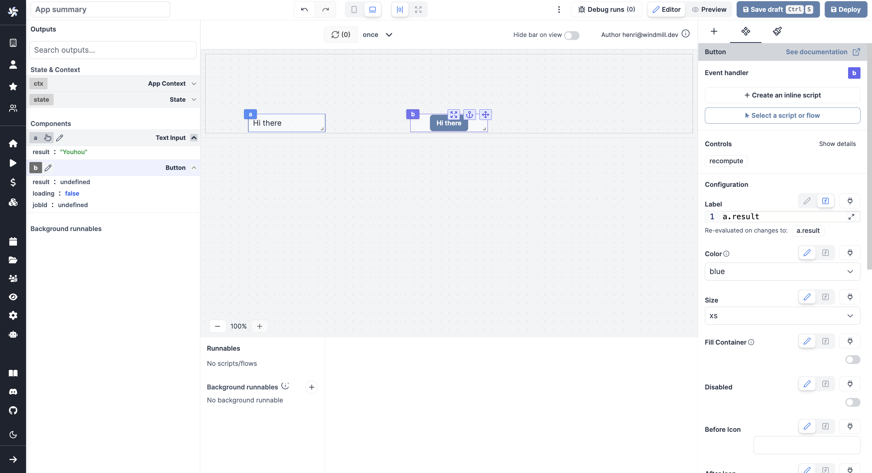 Connecting through eval App outputs
