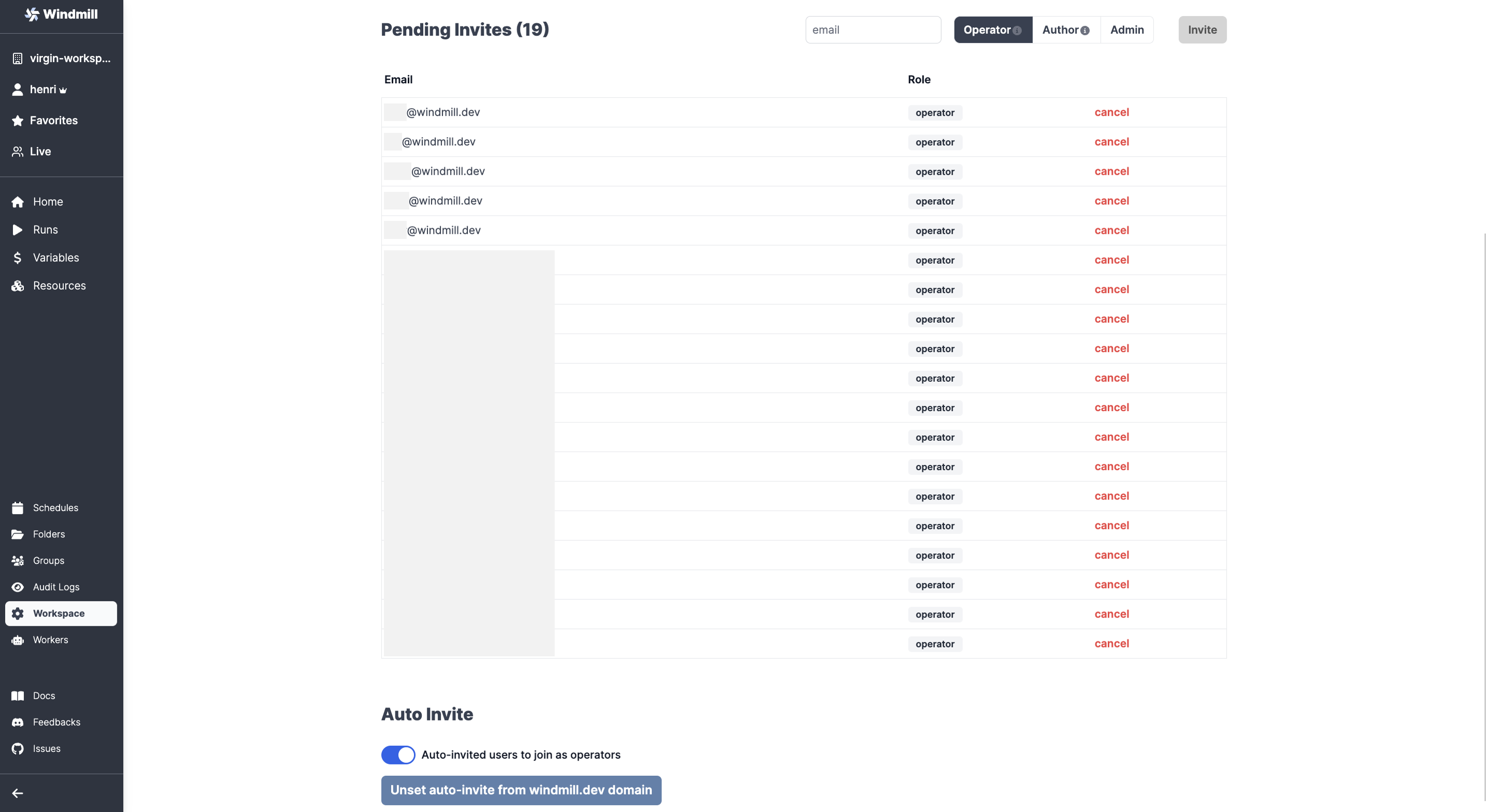 Pending invites Pending invites