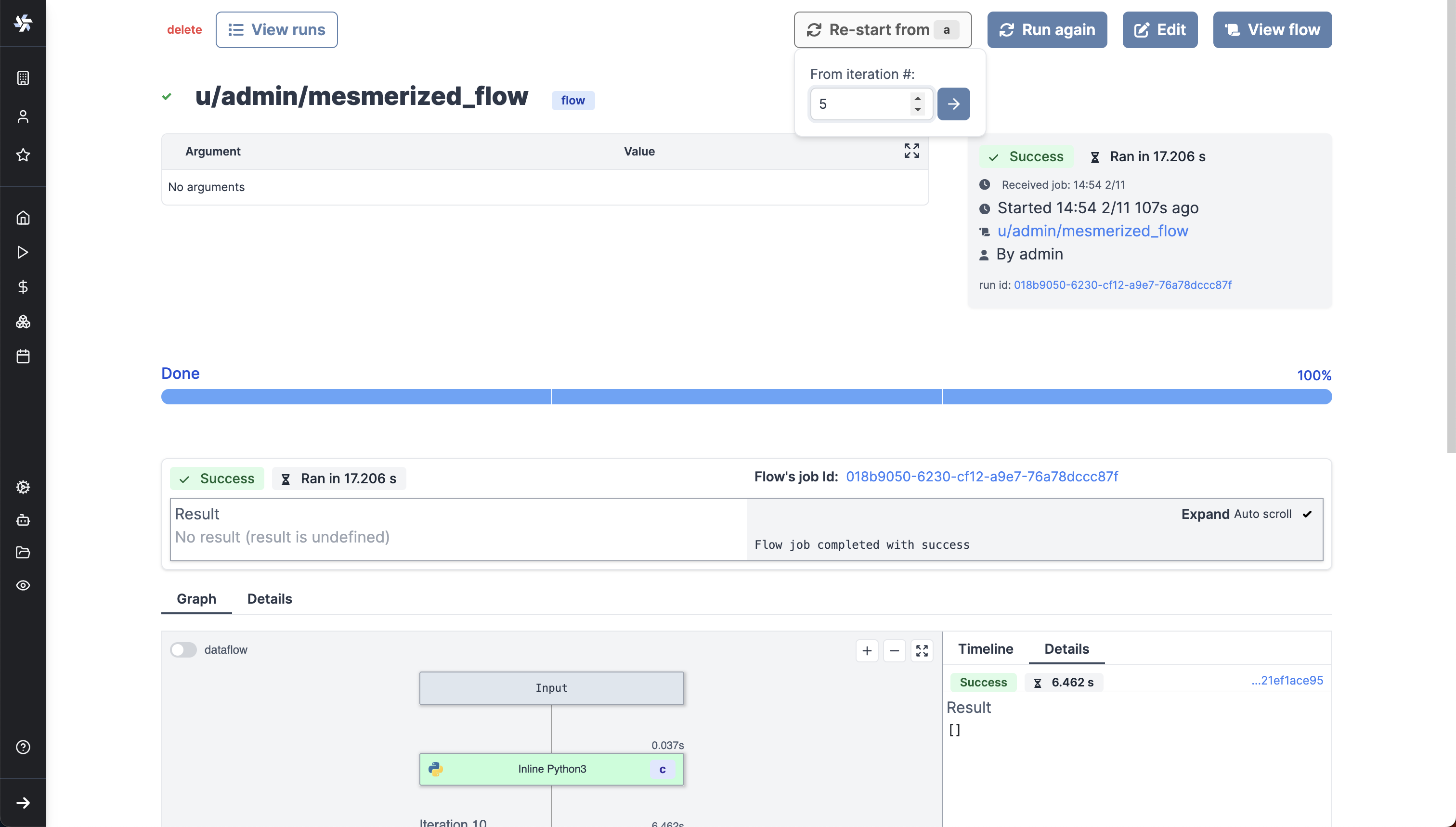Restart deployed flow Restart deployed flow
