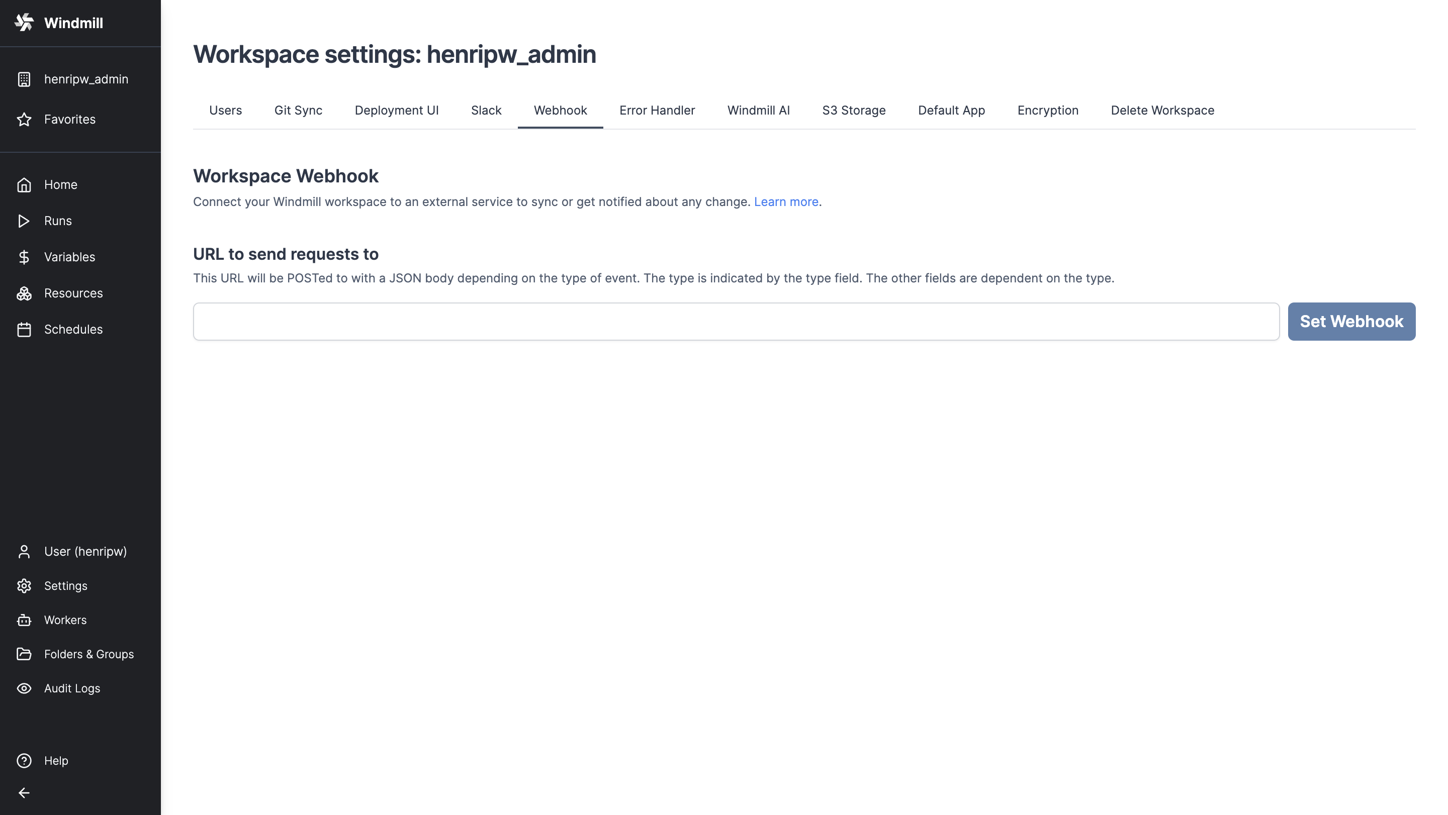 Workspace Webhook Workspace Webhook